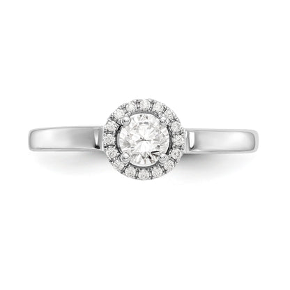 14K White Gold Round Simulated Diamond Halo Engagement Ring