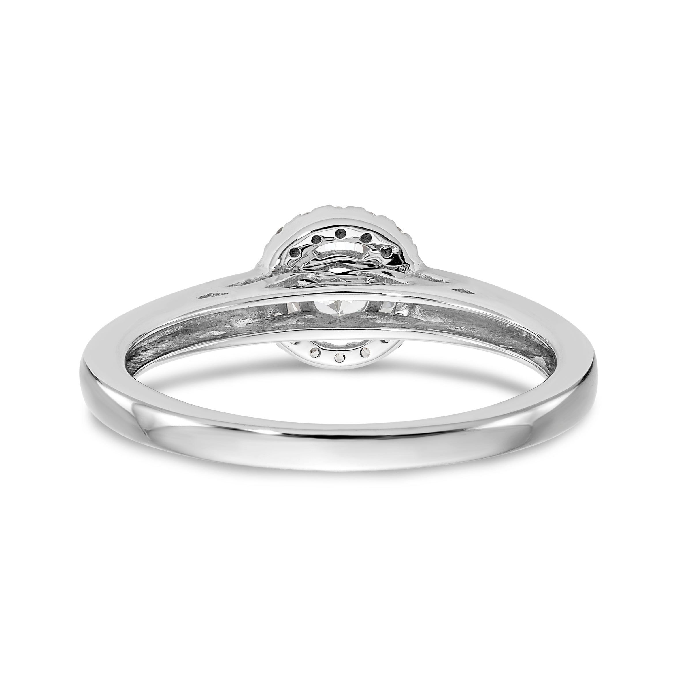 14K White Gold Round Simulated Diamond Halo Engagement Ring