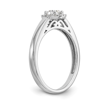 14K White Gold Round Simulated Diamond Halo Engagement Ring