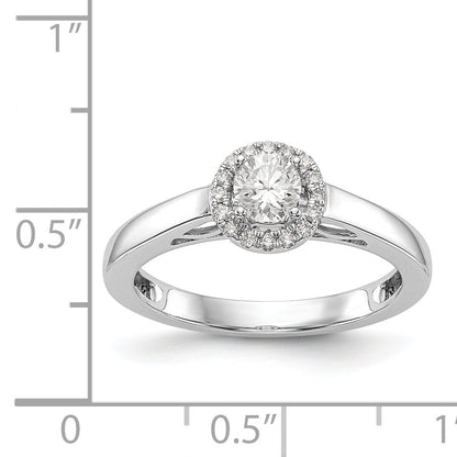 14K White Gold Round Simulated Diamond Halo Engagement Ring