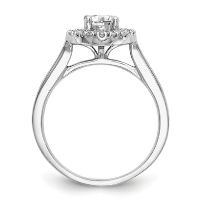 14K White Gold Round Simulated Diamond Halo Engagement Ring