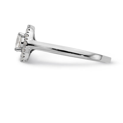 14K White Gold Round Simulated Diamond Halo Engagement Ring
