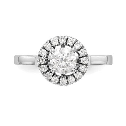 14K White Gold Round Simulated Diamond Halo Engagement Ring