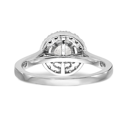 14K White Gold Round Simulated Diamond Halo Engagement Ring