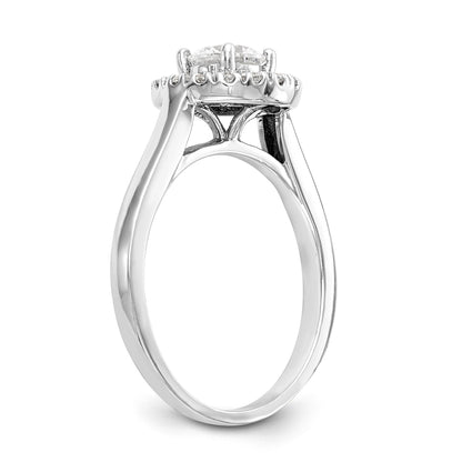 14K White Gold Round Simulated Diamond Halo Engagement Ring