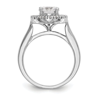 14K White Gold Round Simulated Diamond Halo Engagement Ring