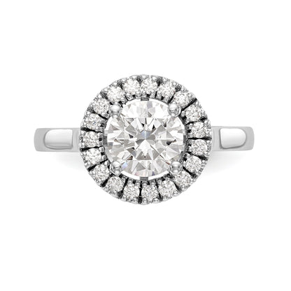 14K White Gold Round Simulated Diamond Halo Engagement Ring