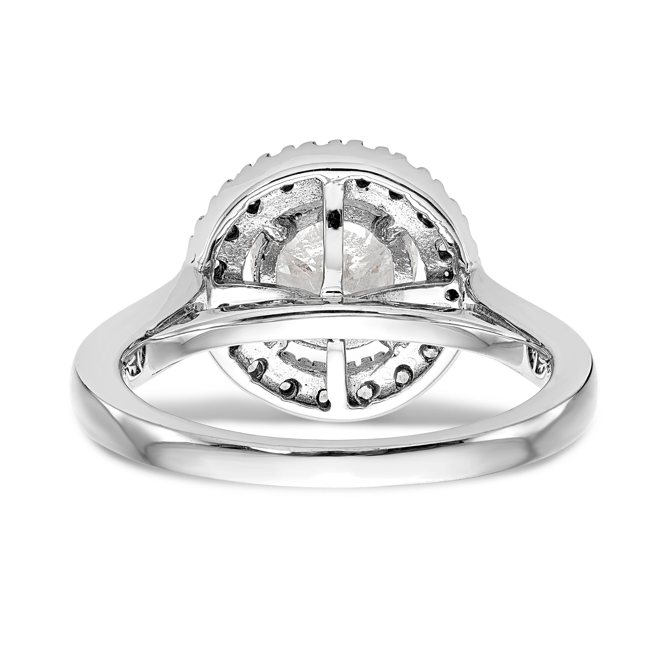 14K White Gold Round Simulated Diamond Halo Engagement Ring