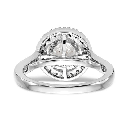 14K White Gold Round Simulated Diamond Halo Engagement Ring