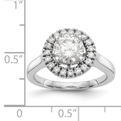 14K White Gold Round Simulated Diamond Halo Engagement Ring