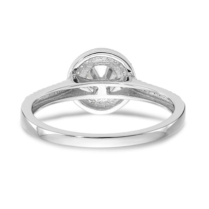 14K White Gold Round Simulated Diamond Halo Engagement Ring