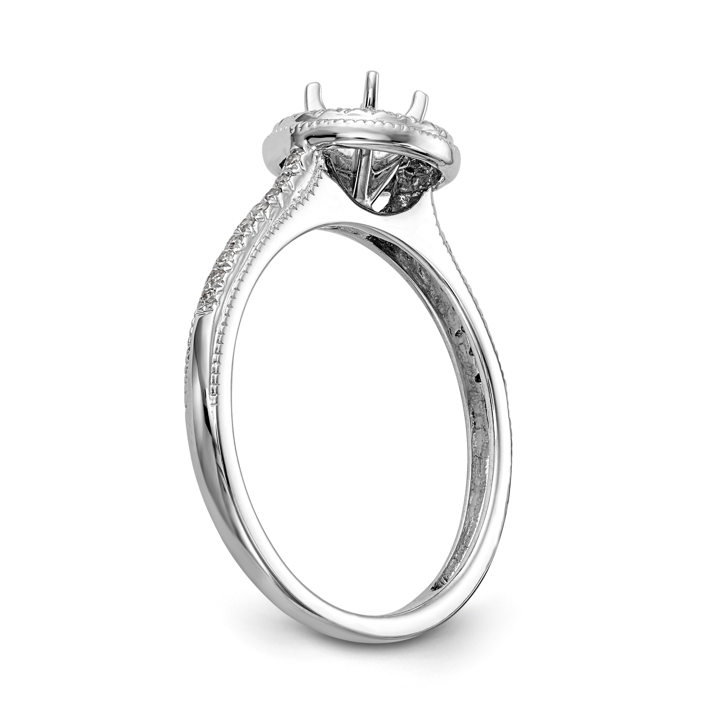 14K White Gold Round Simulated Diamond Halo Engagement Ring