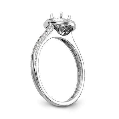 14K White Gold Round Simulated Diamond Halo Engagement Ring