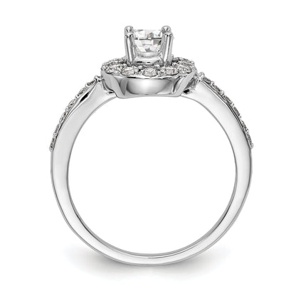 14K White Gold Round Simulated Diamond Halo Engagement Ring