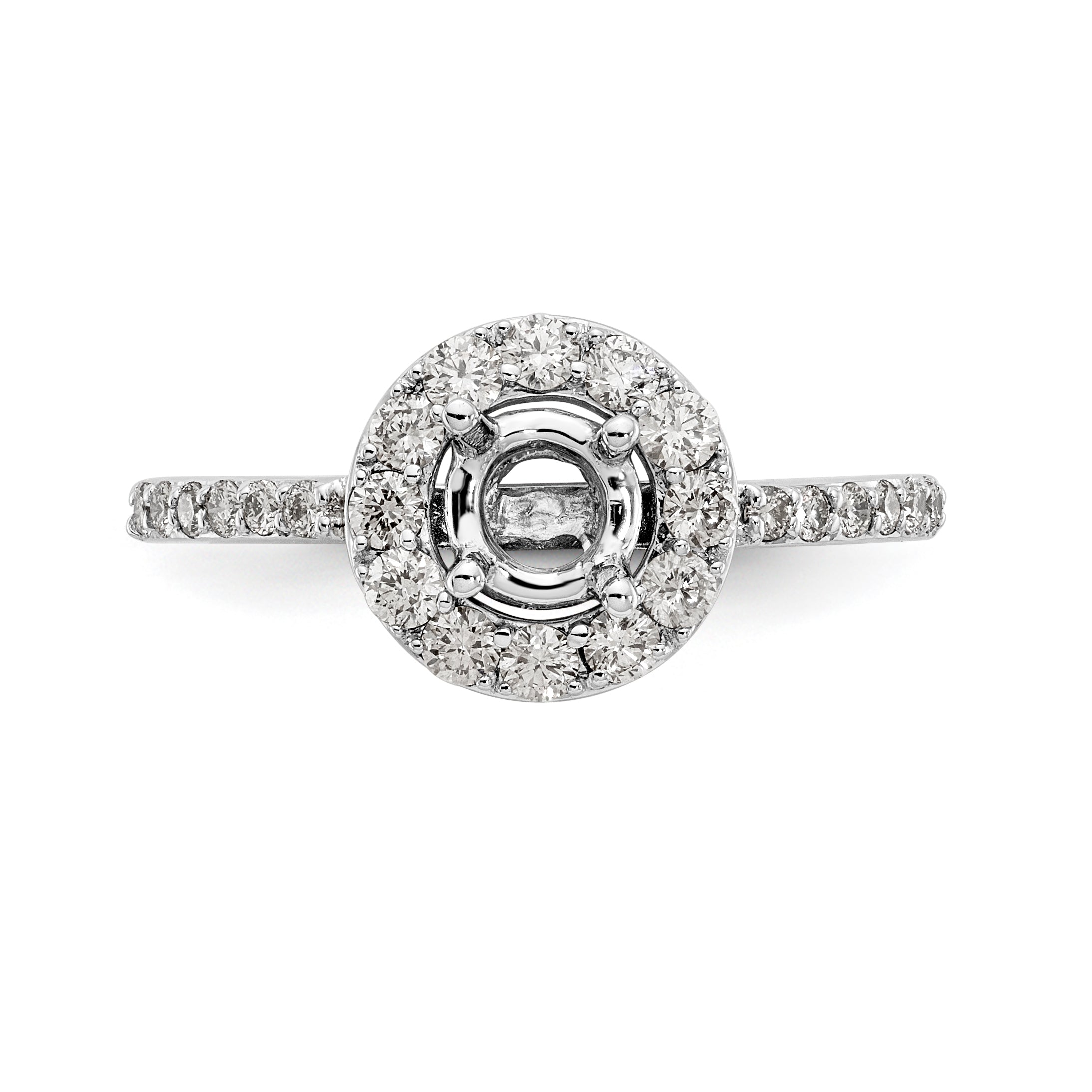 14K White Gold Round Simulated Diamond Halo Engagement Ring