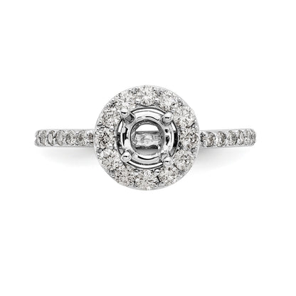 14K White Gold Round Simulated Diamond Halo Engagement Ring