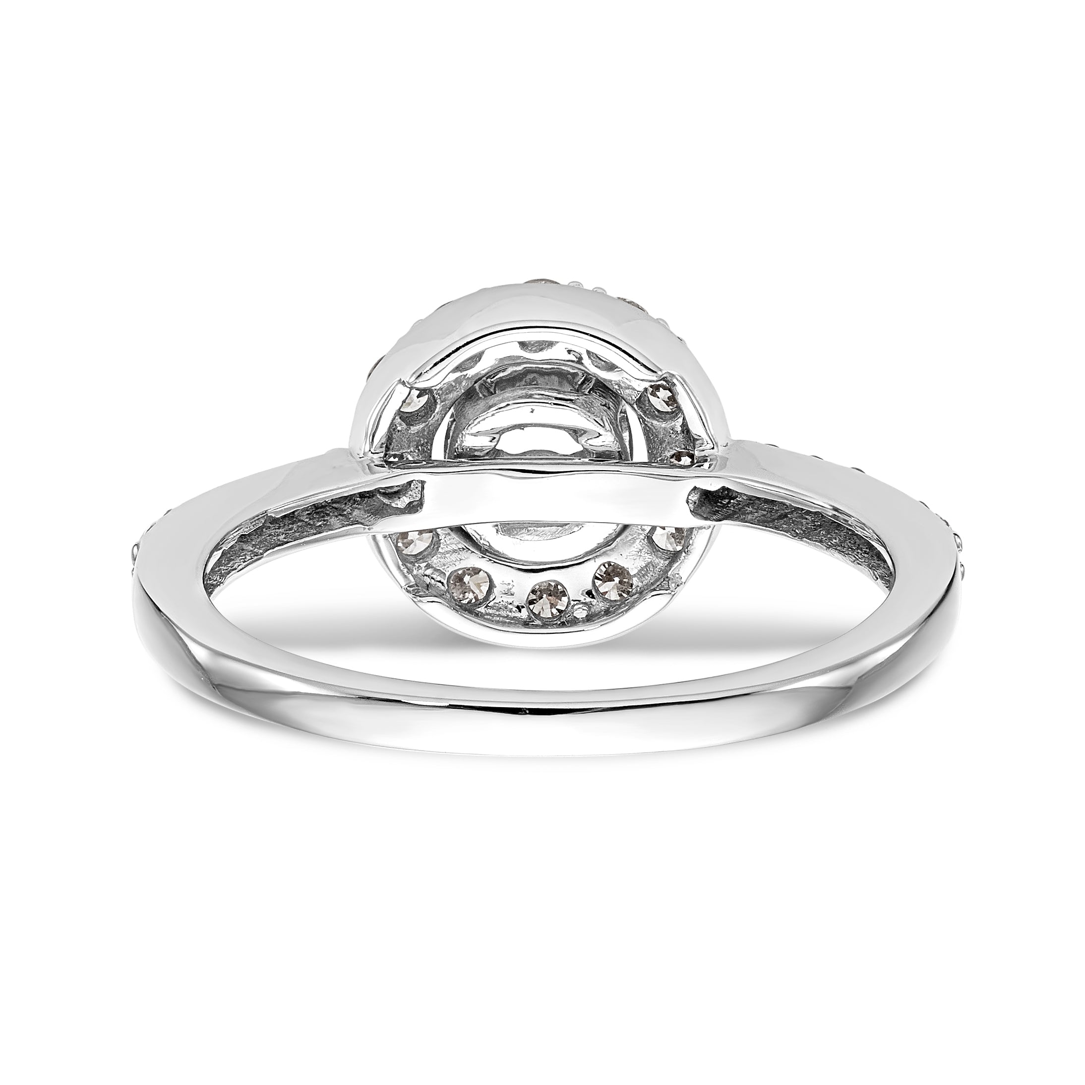 14K White Gold Round Simulated Diamond Halo Engagement Ring