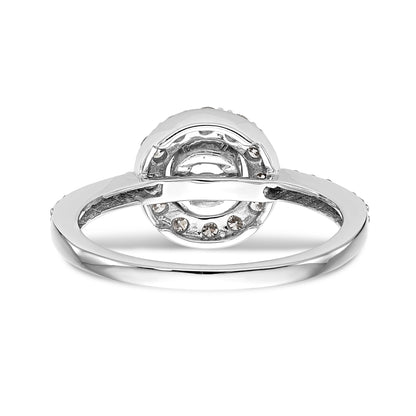 14K White Gold Round Simulated Diamond Halo Engagement Ring