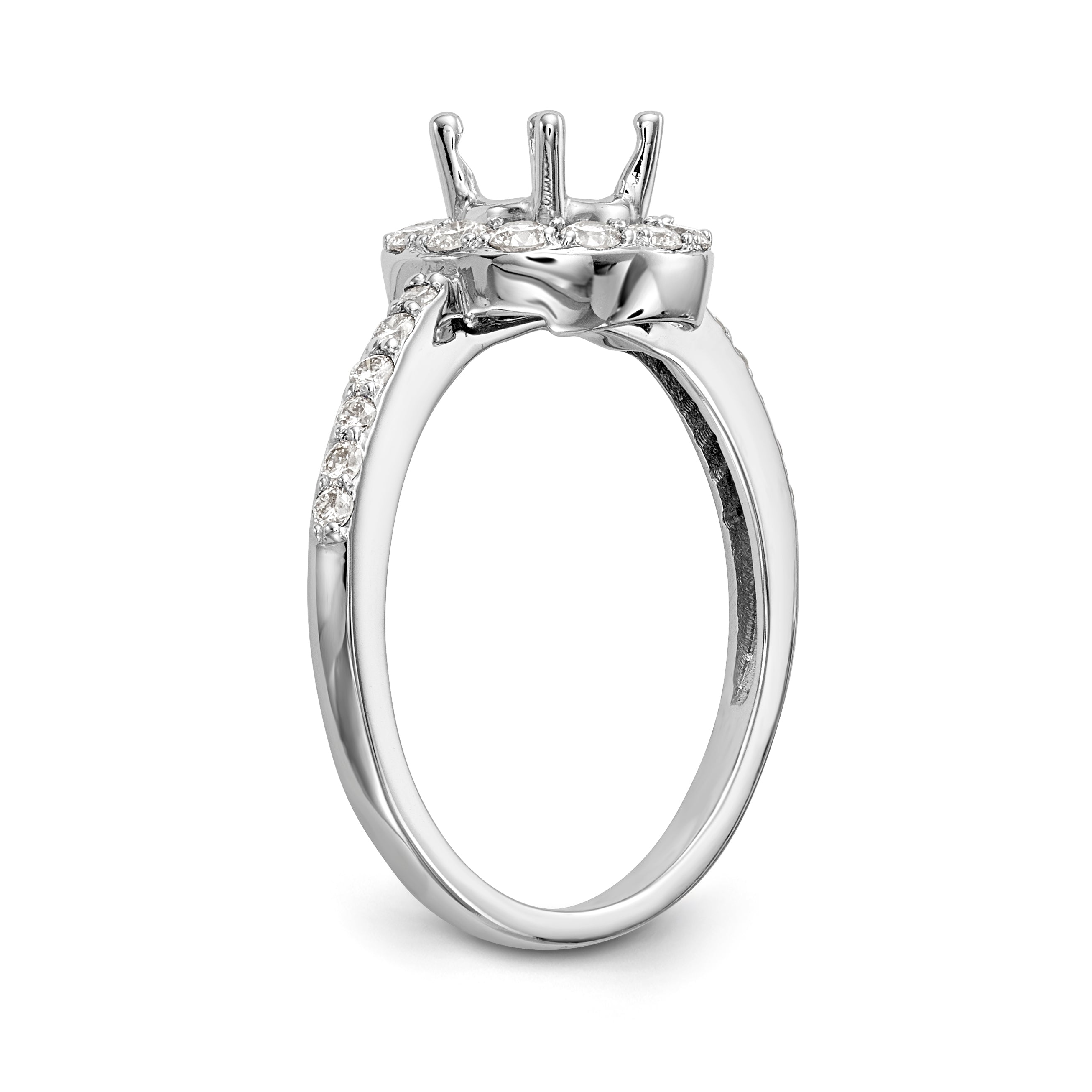 14K White Gold Round Simulated Diamond Halo Engagement Ring