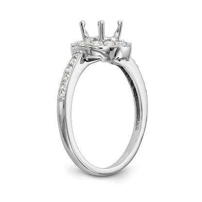 14K White Gold Round Simulated Diamond Halo Engagement Ring