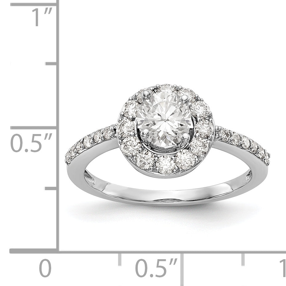 14K White Gold Round Simulated Diamond Halo Engagement Ring