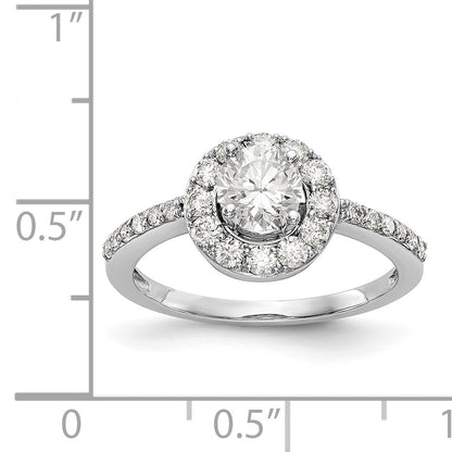 14K White Gold Round Simulated Diamond Halo Engagement Ring