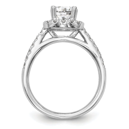 14K White Gold Round Simulated Diamond Halo Engagement Ring