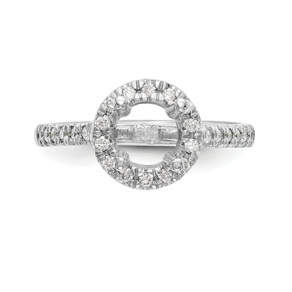14K White Gold Round Simulated Diamond Halo Engagement Ring