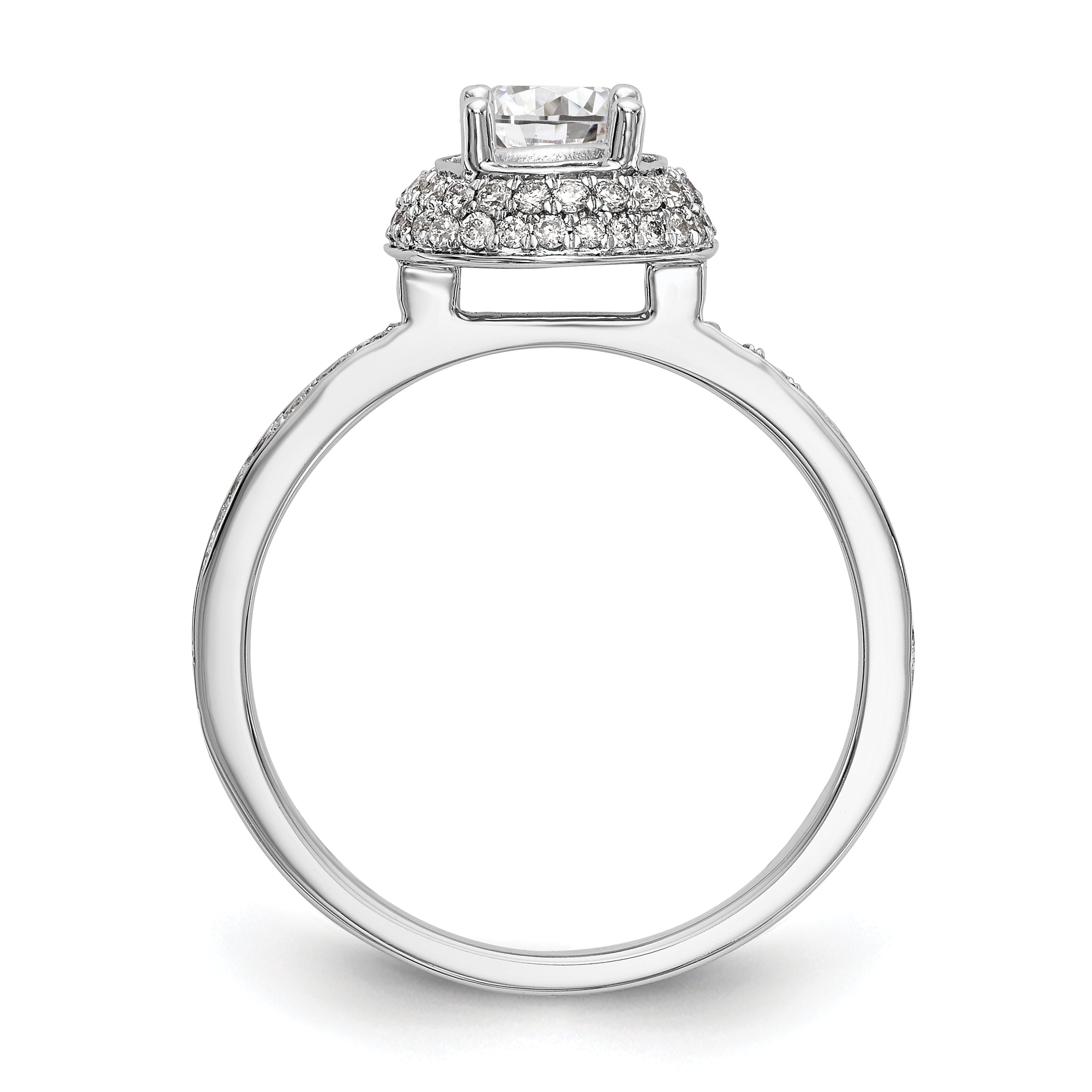 14K White Gold Round Simulated Diamond Halo Engagement Ring