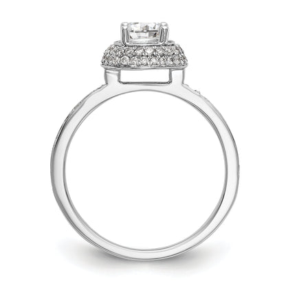 14K White Gold Round Simulated Diamond Halo Engagement Ring