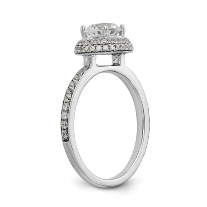 14K White Gold Round Simulated Diamond Halo Engagement Ring
