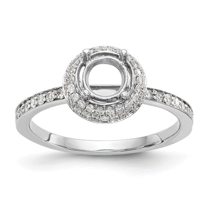 14K White Gold Round Simulated Diamond Halo Engagement Ring