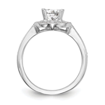 14K White Gold Round Simulated Diamond Halo Engagement Ring