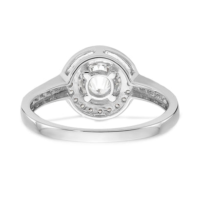 14K White Gold Round Simulated Diamond Halo Engagement Ring