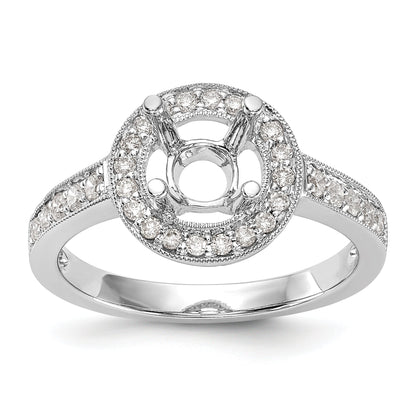 14K White Gold Round Simulated Diamond Halo Engagement Ring