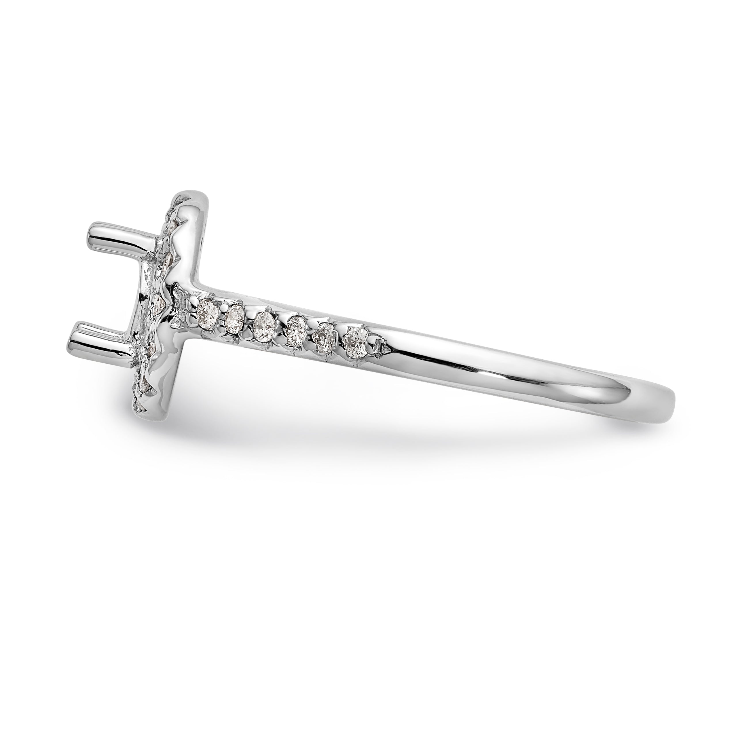 14K White Gold Round Simulated Diamond Halo Engagement Ring