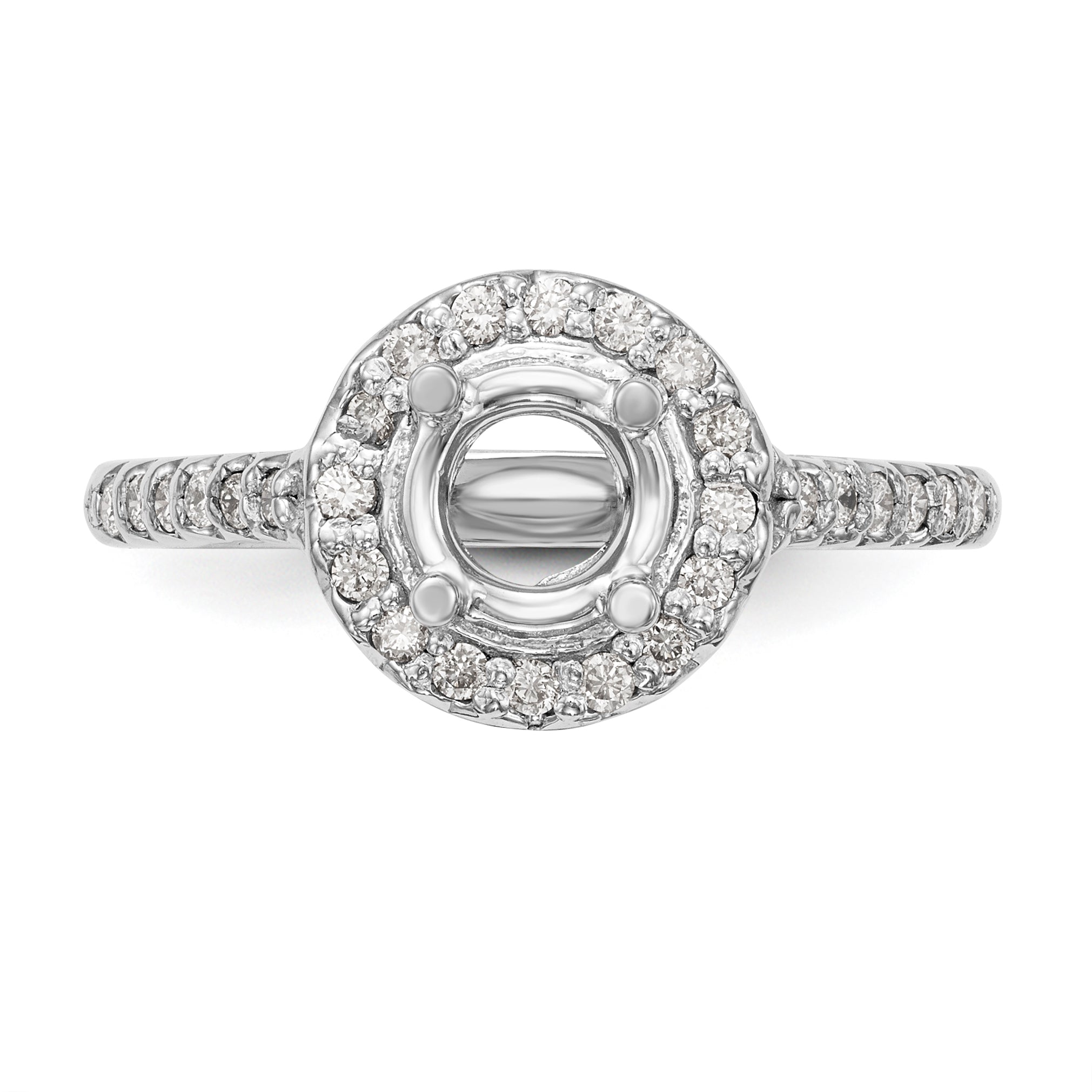 14K White Gold Round Simulated Diamond Halo Engagement Ring