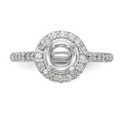 14K White Gold Round Simulated Diamond Halo Engagement Ring
