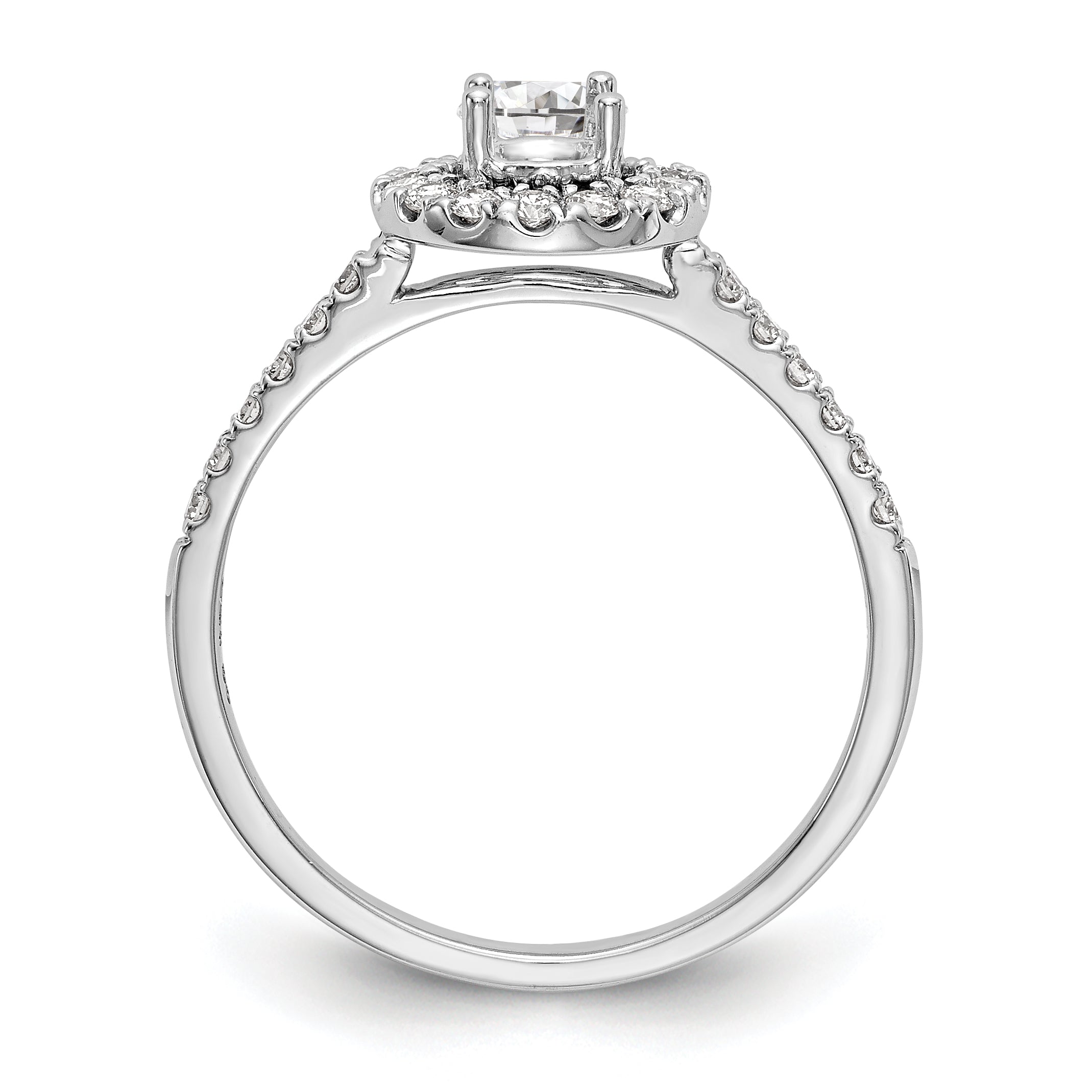 14K White Gold Round Simulated Diamond Halo Engagement Ring