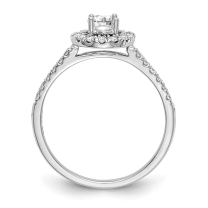 14K White Gold Round Simulated Diamond Halo Engagement Ring
