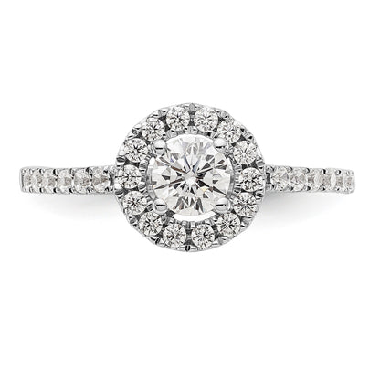 14K White Gold Round Simulated Diamond Halo Engagement Ring