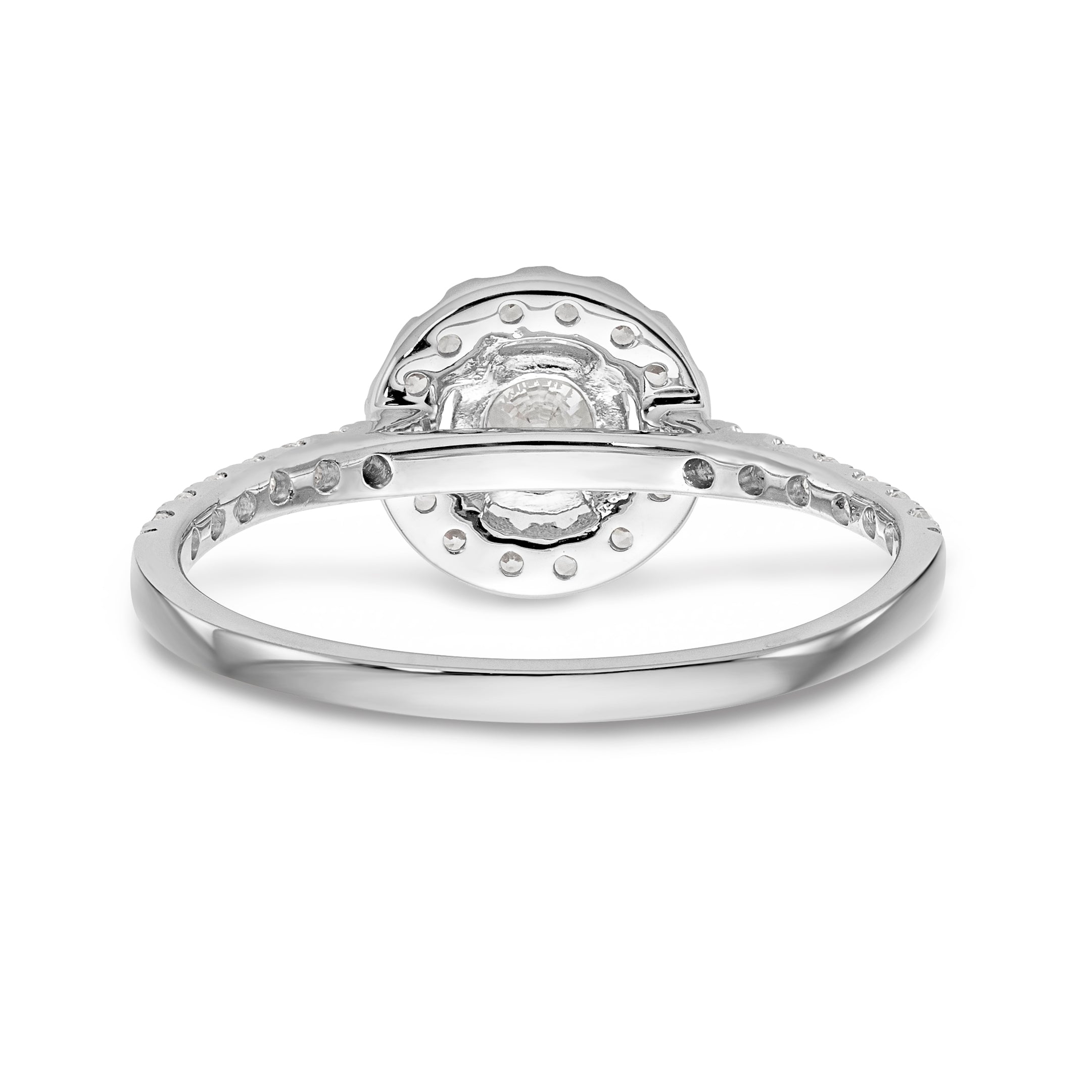 14K White Gold Round Simulated Diamond Halo Engagement Ring