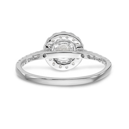 14K White Gold Round Simulated Diamond Halo Engagement Ring