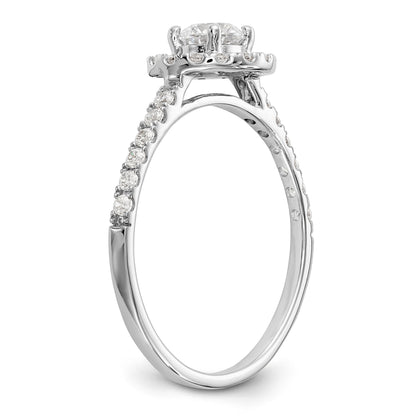 14K White Gold Round Simulated Diamond Halo Engagement Ring