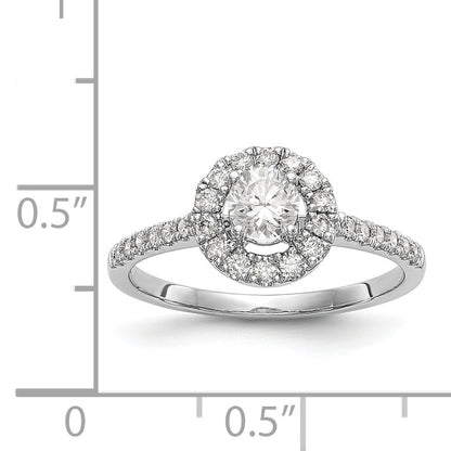 14K White Gold Round Simulated Diamond Halo Engagement Ring