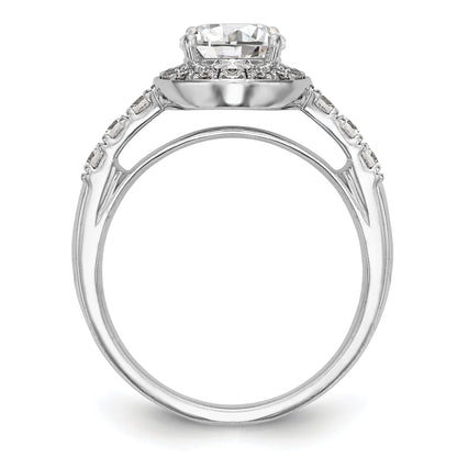 14K White Gold Round Simulated Diamond Halo Engagement Ring
