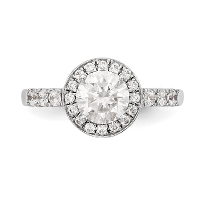 14K White Gold Round Simulated Diamond Halo Engagement Ring