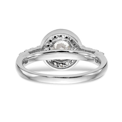 14K White Gold Round Simulated Diamond Halo Engagement Ring