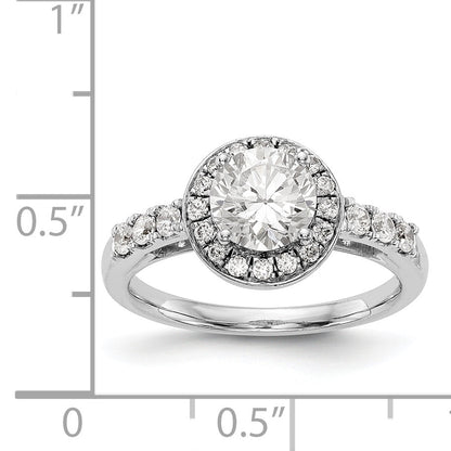 14K White Gold Round Simulated Diamond Halo Engagement Ring