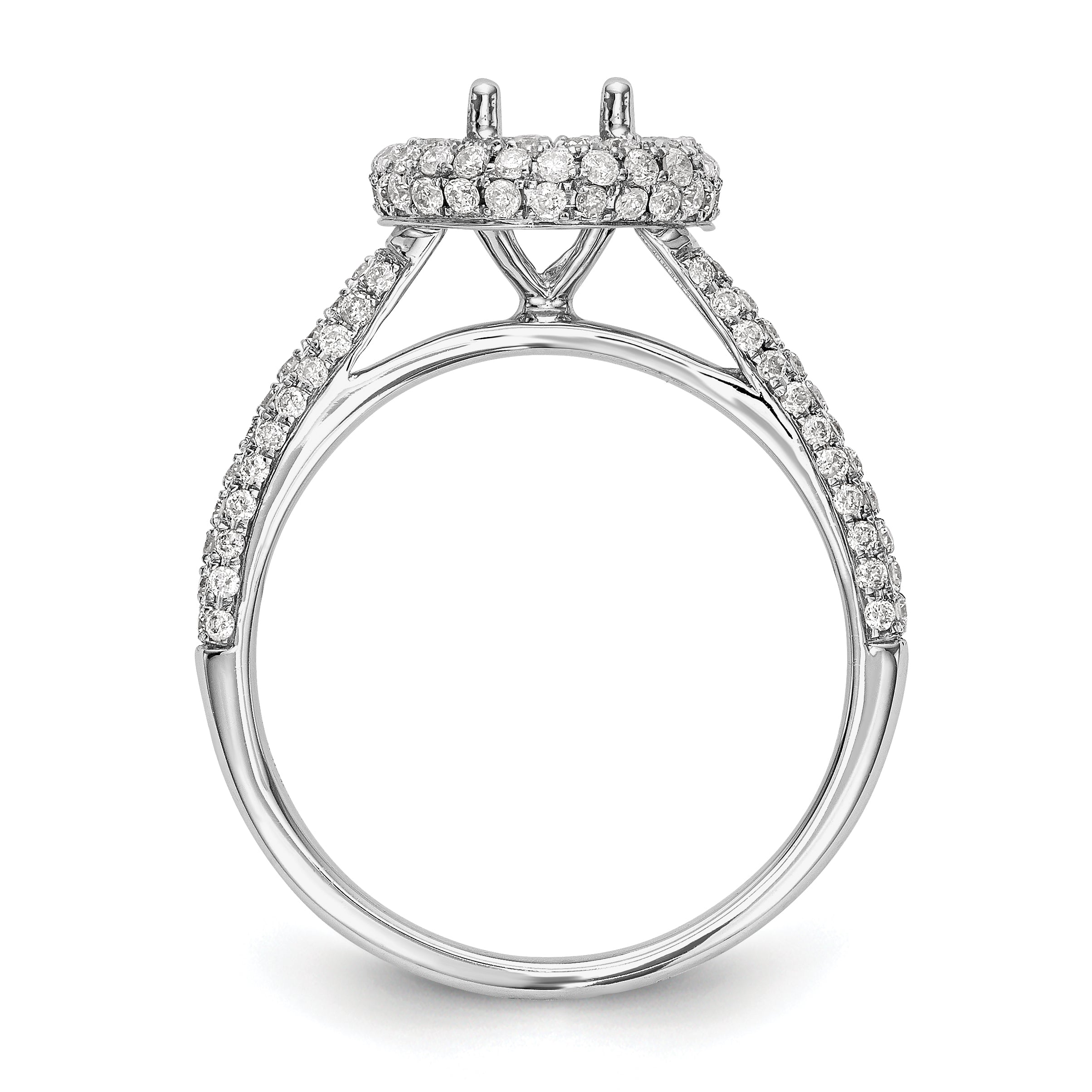 14K White Gold Round Simulated Diamond Halo Engagement Ring